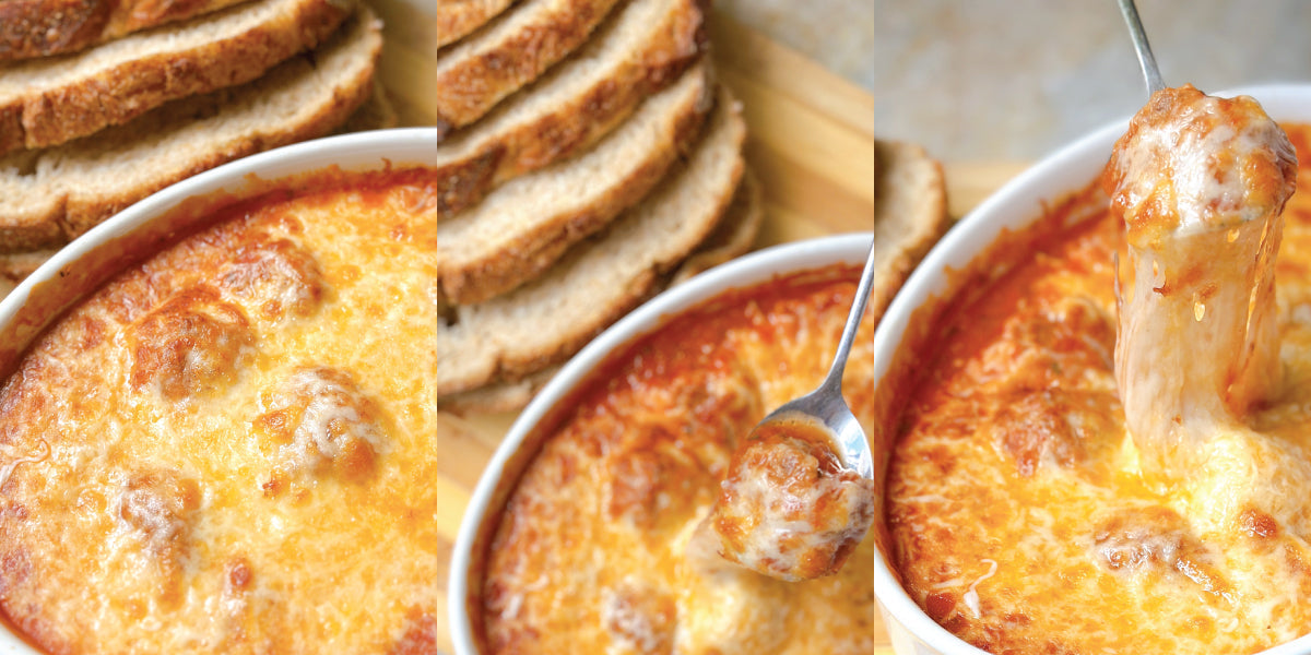 Mozzarella: Albóndigas gratinadas con mozzarella rallada Gourmet a Porter