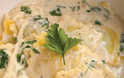 Raviolis de Ricota y espinaca con crema de stracciatella de búfala Gourmet a Porter